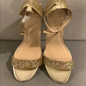 Glitter gold chunky heels